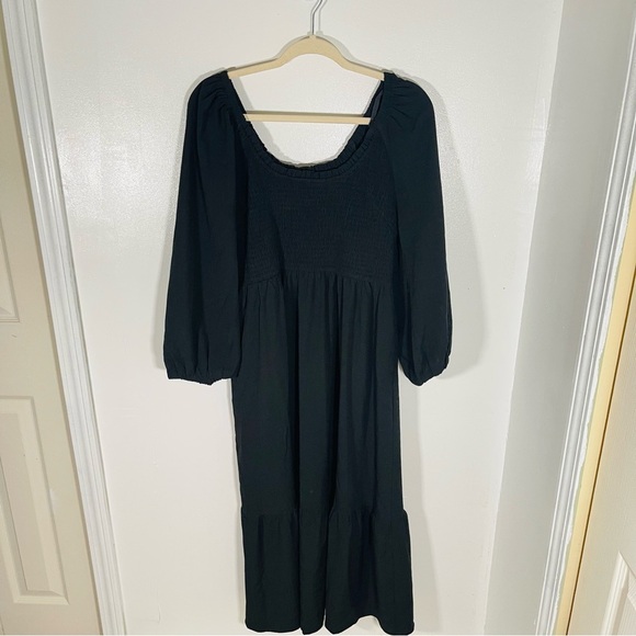 NEW Tuckernuck Pomander Place Seersucker Aleah Dress Black Midi Neutral Modest - Picture 3 of 8